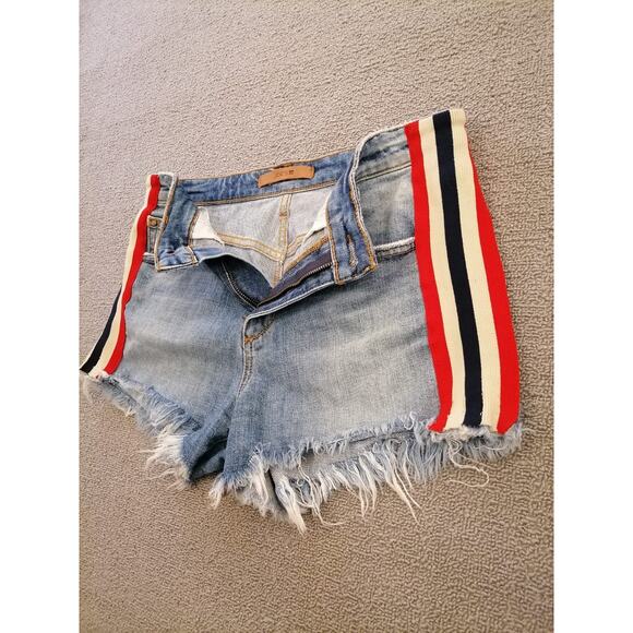 Joe’s Women’s‎ 29 Denim Cutoff Shorts – Blue Hem with Red White Side Stripes - Picture 8 of 10
